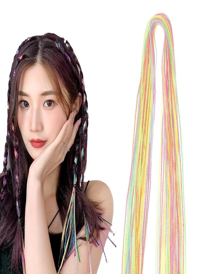 QUILBOOL Boho Rainbow Hair Strings - Multicolor Braiding Hair Ribbons for Girls and Women, Gradient Hair Wrap Elastic Bands for Braids, Dreads & Festival Looks (12PCS) - Image 1
