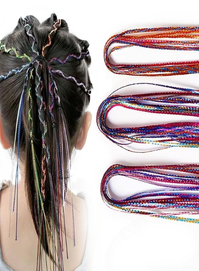 QUILBOOL Boho Rainbow Hair Strings - Multicolor Braiding Hair Ribbons for Girls and Women, Gradient Hair Wrap Elastic Bands for Braids, Dreads & Festival Looks (12PCS) - Image 3