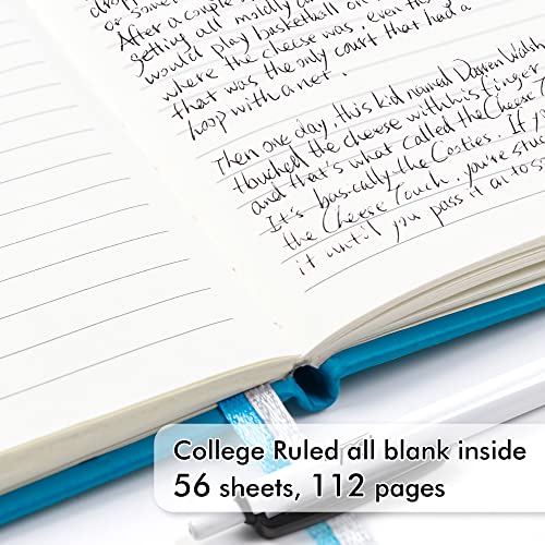 feela 15 Pack Pocket Small Notebooks Bulk, Mini Cute Notepads Hardcover College Ruled Lined Journals with Pen Holder for School Business Memos, with 15 Black Pens, 3.5”x 5.5”, A6, Teal - Image 3