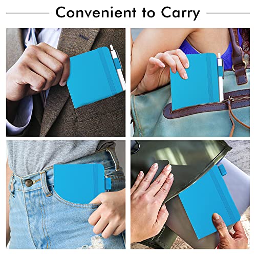 feela 15 Pack Pocket Small Notebooks Bulk, Mini Cute Notepads Hardcover College Ruled Lined Journals with Pen Holder for School Business Memos, with 15 Black Pens, 3.5”x 5.5”, A6, Teal - Image 5