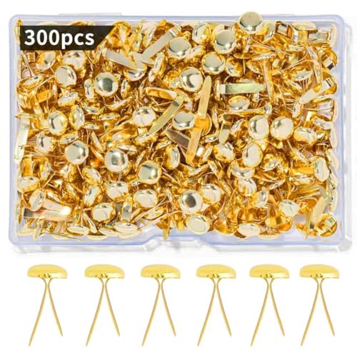 Monigte Brass Fasteners 300 Pack Small Brads for Paper Crafts Scrapbooking DIY Handmade Cards School Projects - Image 1