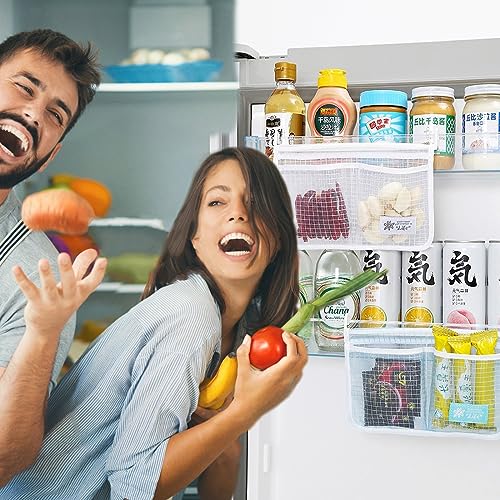MOLANLY 3PCS Refrigerator Door Organizer Set, Fridge Hanging Mesh Bag for Kitchen Storage Bag, Household Sundries Sorting Bag Used to Refrigerator Side Door, Only for Small Objects Containers (White) - Image 1