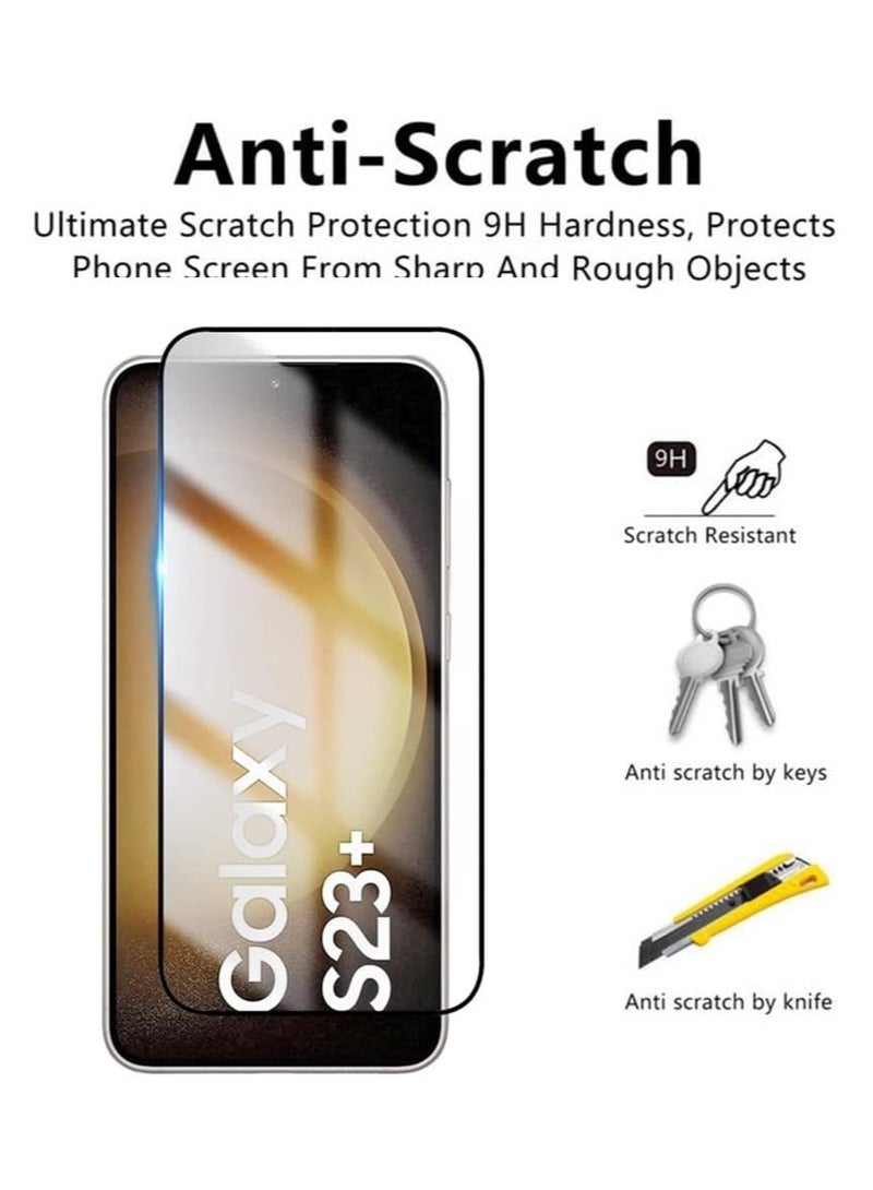 Screen Protector for Samsung Galaxy S23 Plus Tempered Glass Screen Protector Full Glue Edge to Edge 9H Hardness Anti Fingerprint 3D Curved Scratch Clear/Black - Image 3
