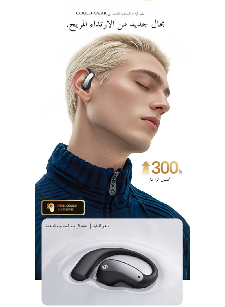 سماعة بلوتوث لاسلكية حقيقية مريحة للذين يحبون الرياضة، بتصميم مبتكر لحامل الأذن بزاوية 45 درجة، وتقنية توجيه الصوت، وبلوتوث 5.4، وحقل صوتي غامر، وباساس قوي، وتأثيرات صوتية ثلاثية الأبعاد من BISA Dolby. - Image 3