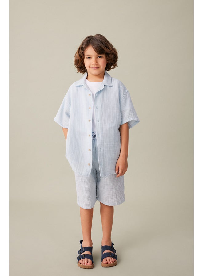 DeFacto Boy Oversize Fit Resort Neck Woven Short Sleeve Shirt  - Image 2