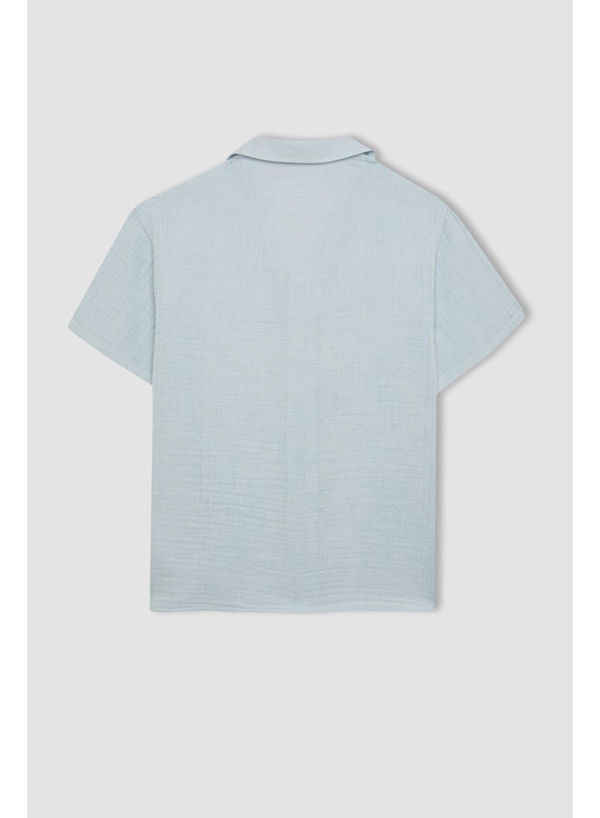 DeFacto Boy Oversize Fit Resort Neck Woven Short Sleeve Shirt  - Image 5