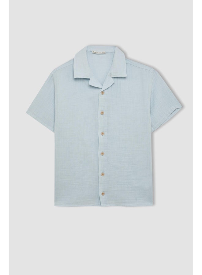 DeFacto Boy Oversize Fit Resort Neck Woven Short Sleeve Shirt  - Image 3