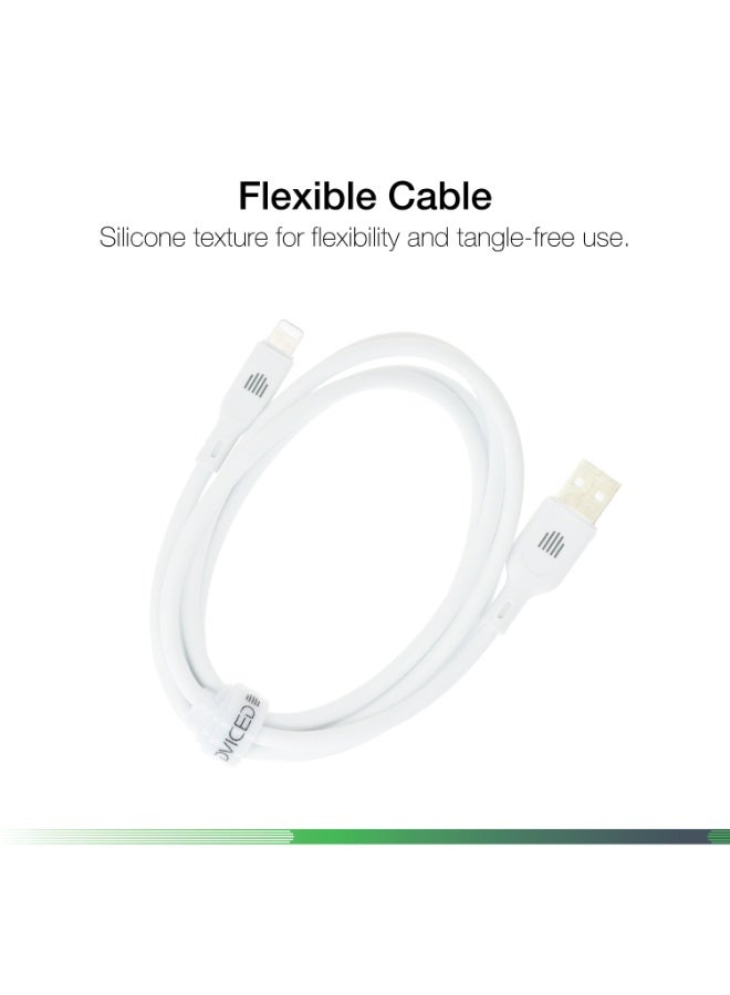 DVICED USB-A to lightning Charging & Data transfer 1.25m silicone cable  - White - Image 4