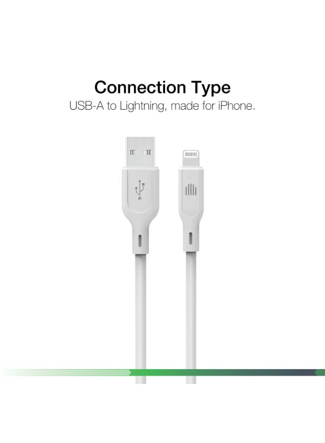 DVICED USB-A to lightning Charging & Data transfer 1.25m silicone cable  - White - Image 2