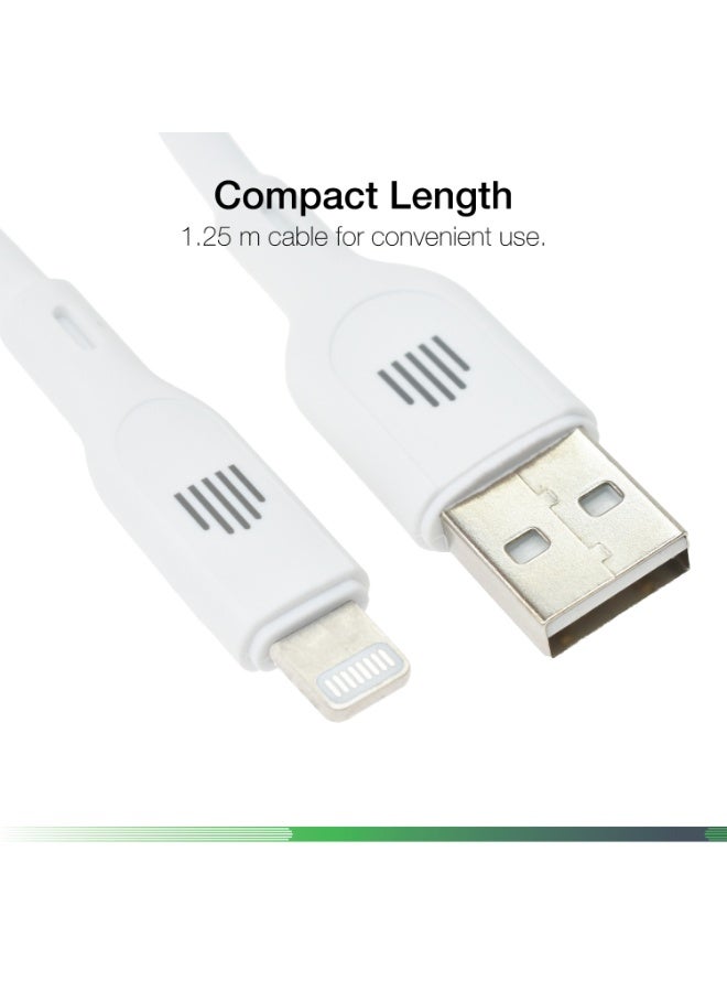 DVICED USB-A to lightning Charging & Data transfer 1.25m silicone cable  - White - Image 3
