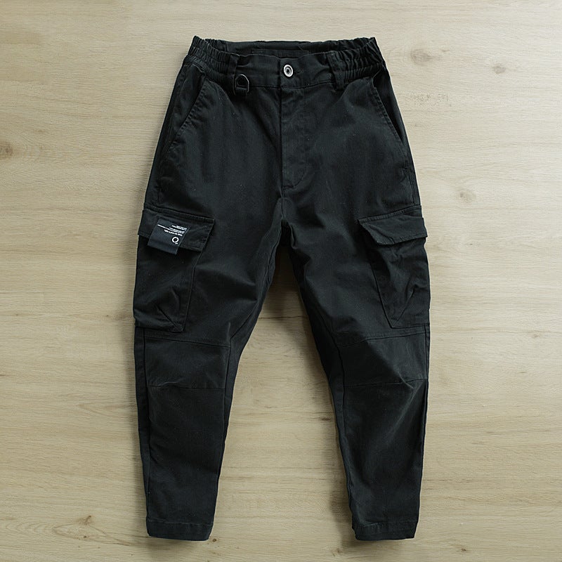 Multi-pocket overalls mens spring and autumn new Japanese fashion brand loose casual mens pants youth work pants a generation of hair Black - Image 1