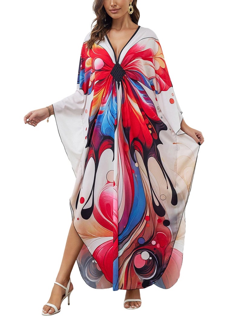 KECVOT Kaftan Dresses for Women Plus Size Batwing Sleeve Caftans Long Bathing Suit Cover Up Maxi Beach Dress Loungewear - Image 1