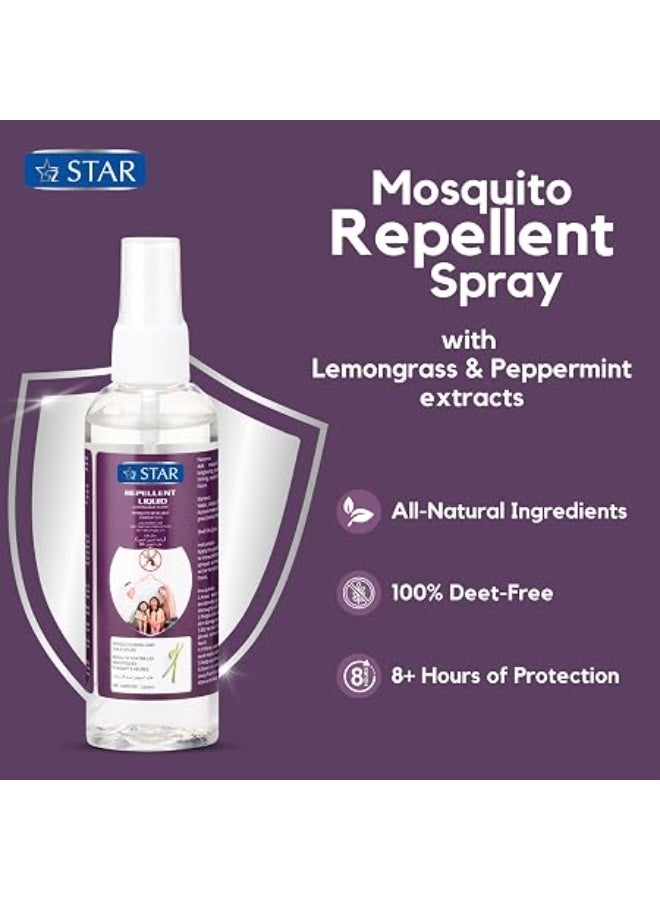 Star Mosquito Repellant Spray 100ml - Deet Free Insects Killer Spray - Bug and Tick Repellent Liquid with Organic Lemongrass & Peppermint Extracts - Indoor Outdoor Mosquito Killer - Image 2