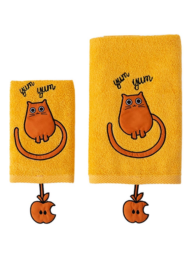 Milk & Moo 2-Piece Tombish Cat Pattern Towel Set - Image 1