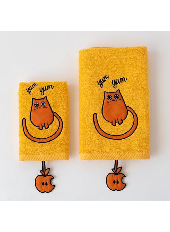 Milk & Moo 2-Piece Tombish Cat Pattern Towel Set - Image 2