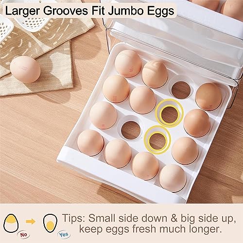 Home-Cloud HomeCloud Plastic 32 Grid Large Capacity Drawer Type Egg Holder/Egg Tray/Household Egg Fresh Storage Box/Multi-Layer Chicken Egg Storage Container (White_32 Grid), Rectangular - Image 2