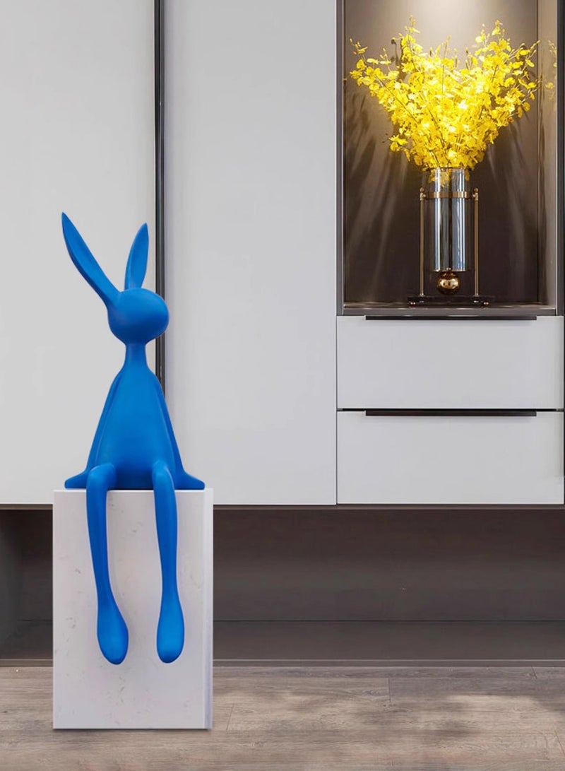Merry Moments Rabbit Statue Bunny Decor Sculptures Collectible Figurines Stand Artwork Modern Art for Home Decor Living Room Bedroom Office Retail Decoration Resin L23xH70xW25 cm  - Image 2