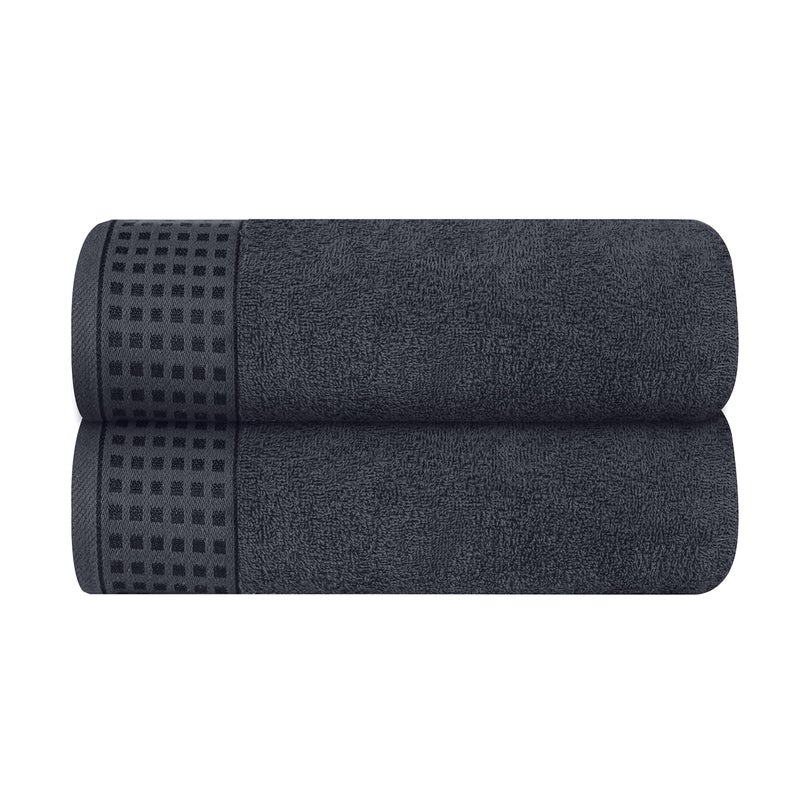 GLAMBURG 100% Cotton 2 Pack Oversized Bath Towel Set 28x55 Inches  Ultra Soft Highly Absorbant Compact Quickdry & Lightweight Large Bath Towels  Ideal for Gym Travel Camp Pool - Charcoal Grey - Image 1