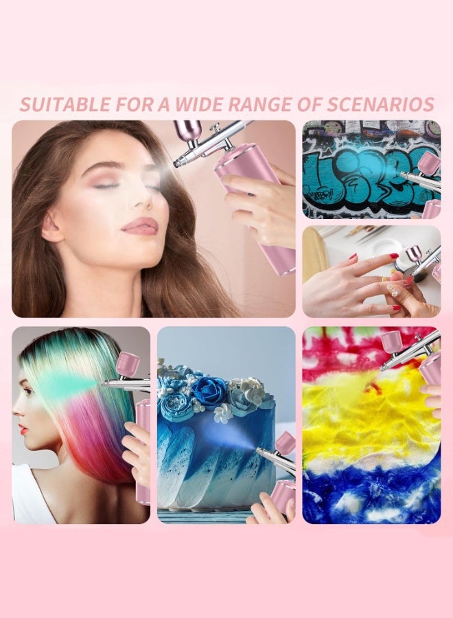 Noura Portable Airbrush with Compressor Rechargeable USB Airbrush Kit Handheld Cordless Air Brush Pen with LCD Screen Pink - Image 5