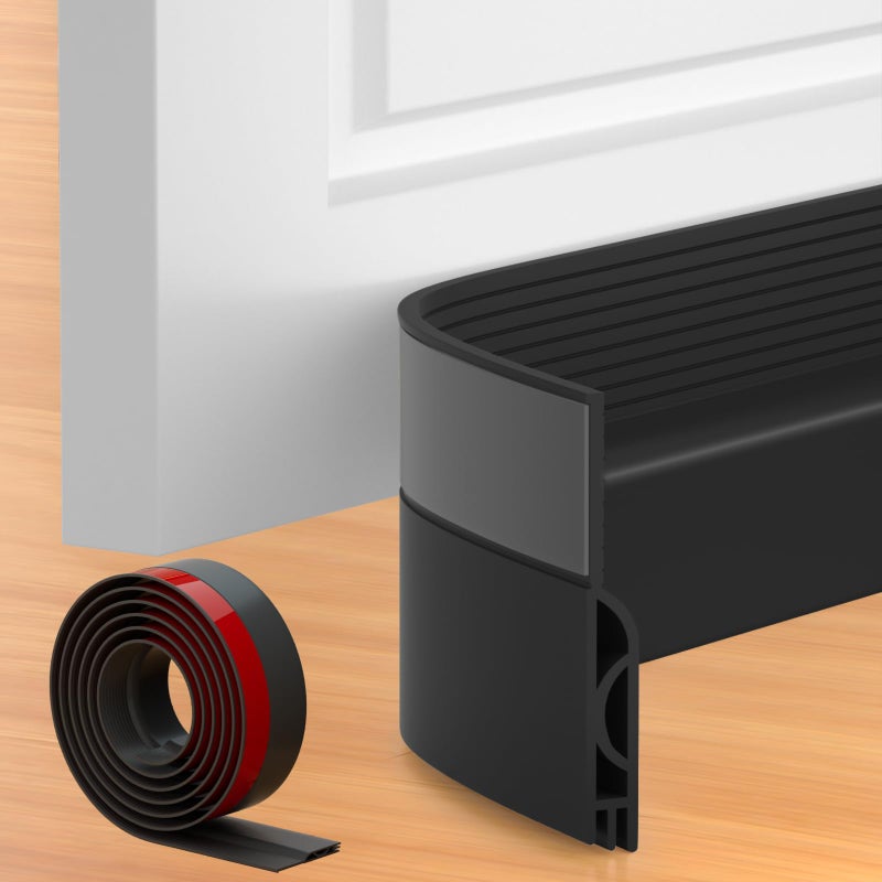 Beoguy Door Draft Stopper, Adjustable Door Sweep for Bottom of Door, Under Door Gap Filler for Exterior & Interior Doors, Door Weather Stripping Blocks Noise and Cold Air (39Inch, Black) - Image 1