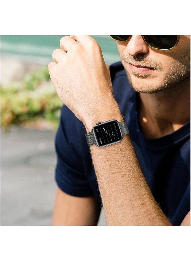 ten.tech Stainless Steel Magnetic Band Compatible with Apple Watch 41mm 40mm 38mm, Adjustable Milanese Magnet Metal Strap Men Women for iWatch Series 8/7/6/5/4/3/2/1/SE, Black Color - Image 3