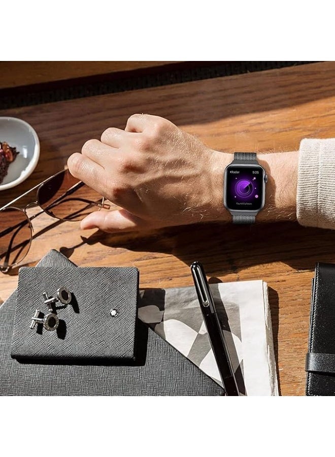 ten.tech Stainless Steel Magnetic Band Compatible with Apple Watch 41mm 40mm 38mm, Adjustable Milanese Magnet Metal Strap Men Women for iWatch Series 8/7/6/5/4/3/2/1/SE, Black Color - Image 4