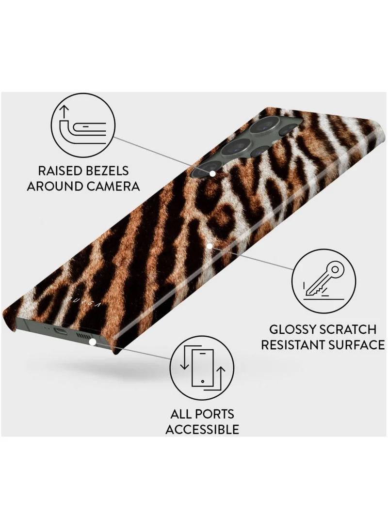 BURGA BURGA Phone Case Compatible with Samsung Galaxy S24 Ultra Mobile Phone Case Hybrid 2 Layer Hard Shell Silicone Protective Case Golden Wildcat Scratch Resistant Shockproof Cover