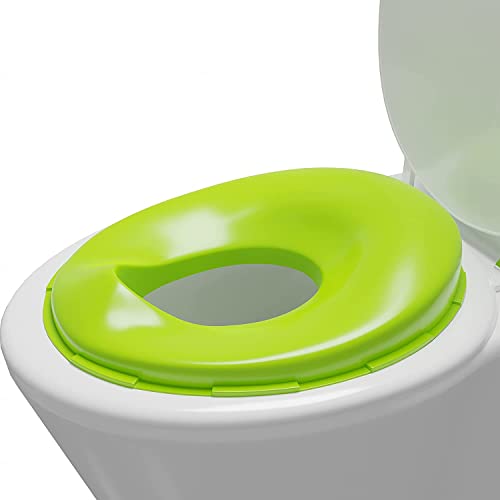 TechHark Baby Potty Training Toilet Seat For Boys And Girls Kids, Non-Slip With Splash Guard, Fits Round & Oval Toilets, Free Includes Storage Hook (Green), Plastic, 1 Count - Image 1