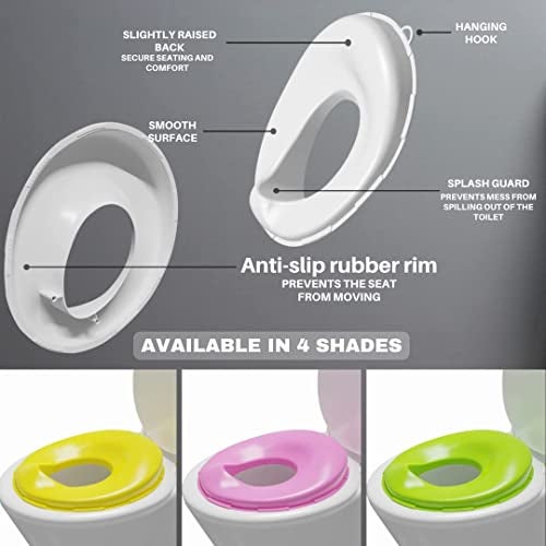 TechHark Baby Potty Training Toilet Seat For Boys And Girls Kids, Non-Slip With Splash Guard, Fits Round & Oval Toilets, Free Includes Storage Hook (Green), Plastic, 1 Count - Image 5