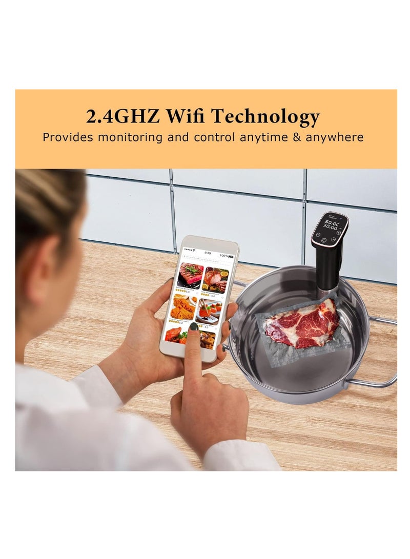 Barakah Sous Vide Machine - 1100W Immersion Circulator Precision Cooker - WiFi App with Included Recipes - Accurate Temperature Control Ultra Quiet and IPX7 Waterproof Fast Heating and Time Control - Image 2
