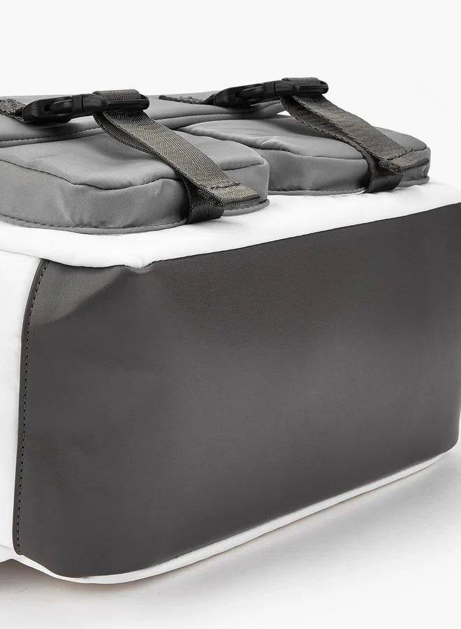 Lee Cooper GREY Solid Textile Backpack With Adjustable Straps  | Best Price UAE