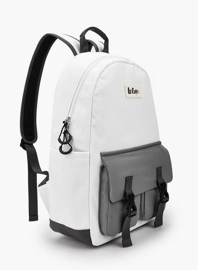 Lee Cooper GREY Solid Textile Backpack With Adjustable Straps  | Best Price UAE