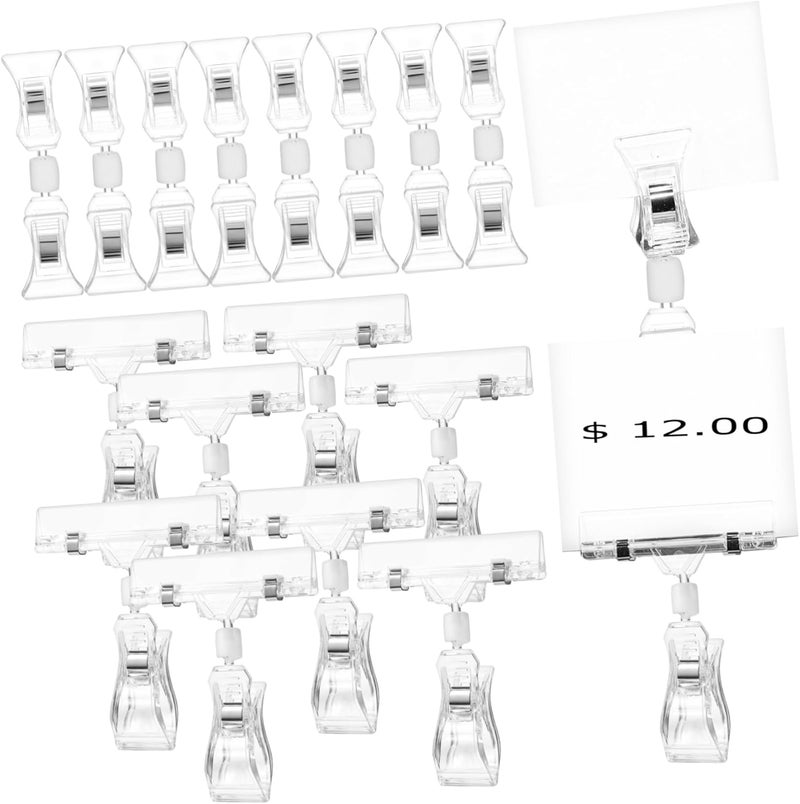 ERINGOGO 40Pcs Rotatable Clear Sign Clips for Pricing Tags Strong Clamping Merchandise Display Holders for Retail Office Home Use for Signage and Displays - Image 1