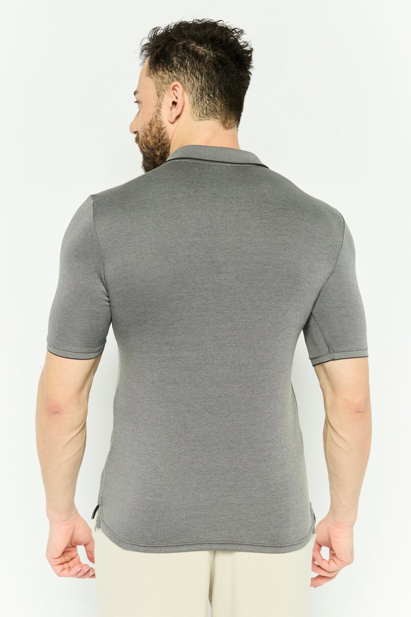 SKECHERS Men Sportswear Fit Short Sleeve Outdoor Polo Shirt, Grey - Image 4