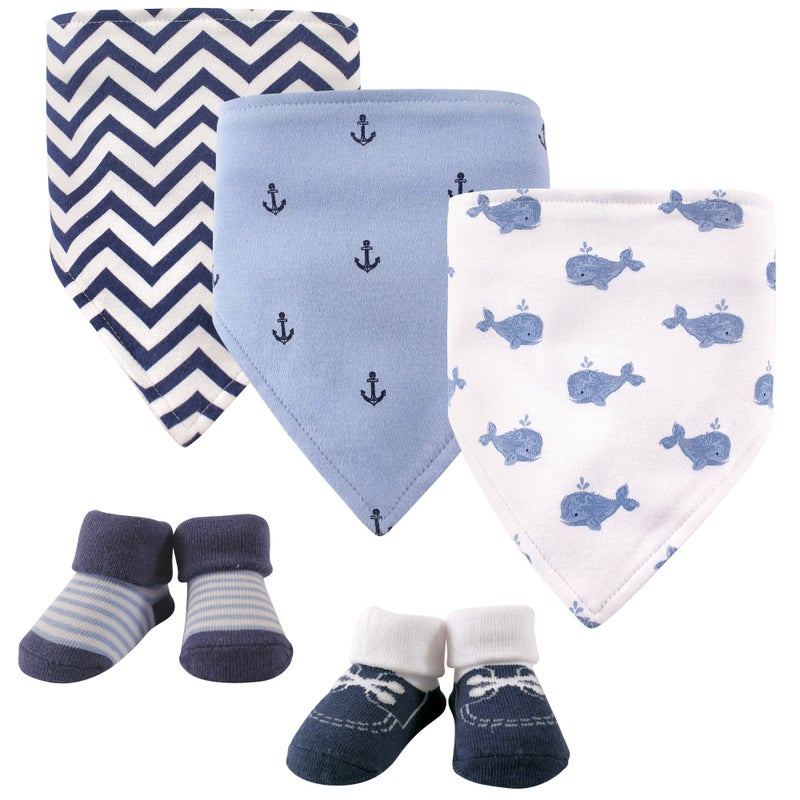 hudson baby Hudson Baby Unisex Baby Cotton Bib and Sock Set Whale One Size
