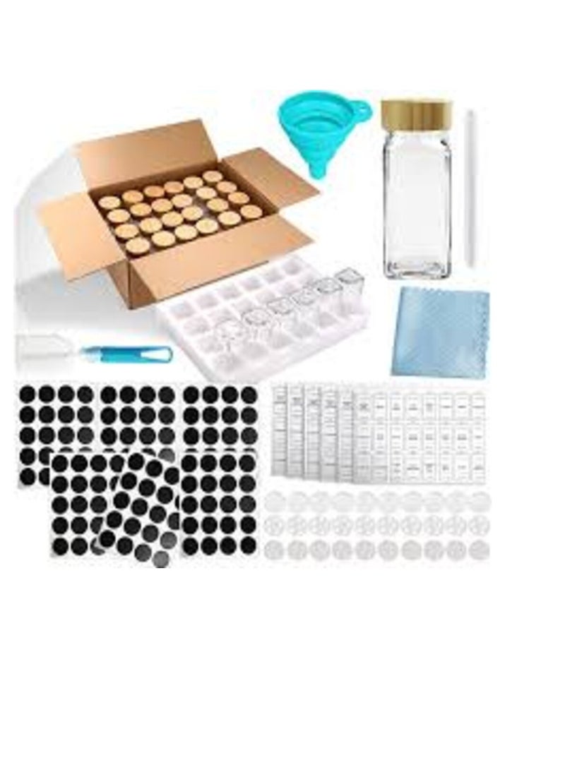 طقم توابل من 24قطعة مع ملصقات صغيرة لتصنيف التوابل.البرطمانات مصنوعة من الزجاج عالى الجودة مع غطاء خشبى محكم الغلق - Image 2