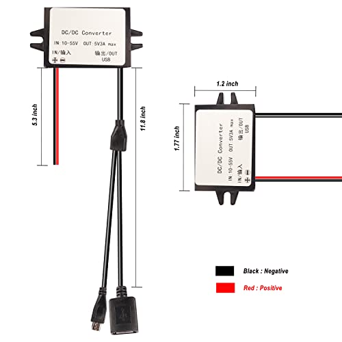 XMSJSIY 10-55V to 5V USB/Micro USB 3A 15W DC to DC Regulator Car Power Converter - Image 2