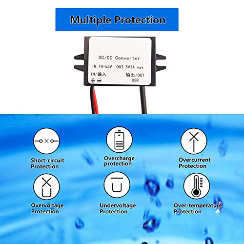 XMSJSIY 10-55V to 5V USB/Micro USB 3A 15W DC to DC Regulator Car Power Converter - Image 5