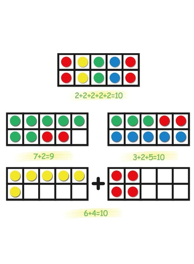 Opret Big Magnetic Ten Frame Set, Opret 52 Pieces Math Manipulatives for Elementary, Kindergarten Classroom Must Haves Math Games with Storage Bag, Ages 5+, 4 Frames, 44 Counters, 2 Plus and 2 Minus - Image 5