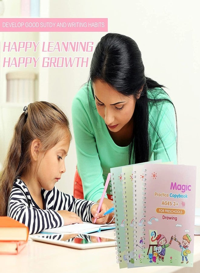 HOTFIX Magic Practice Copybooks for Kids Reusable Handwriting Workbook for Preschool Magical Tracing Book with Magic Pen (4 Books+1 Pen+8 Refills+1 Grip) - Image 5