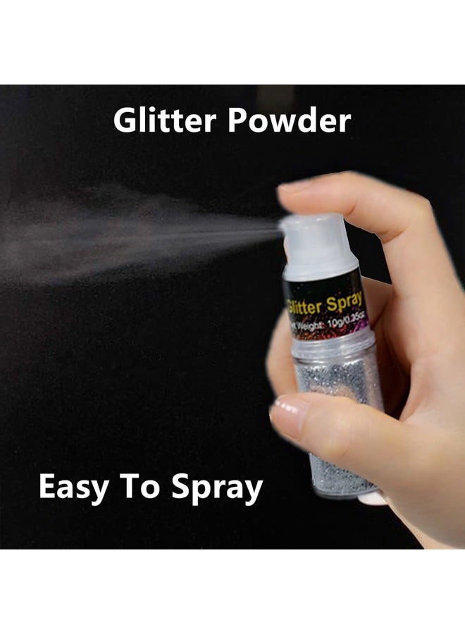 Go Ho رذاذ جليتر للشعر والجسم، رذاذ جليتر فضي، مسحوق مكياج جاف للملابس، مسحوق لامع فضفاض للمهرجانات، جليتر ريزين فائق الدقة للهوايات، 10 جرام - Image 2
