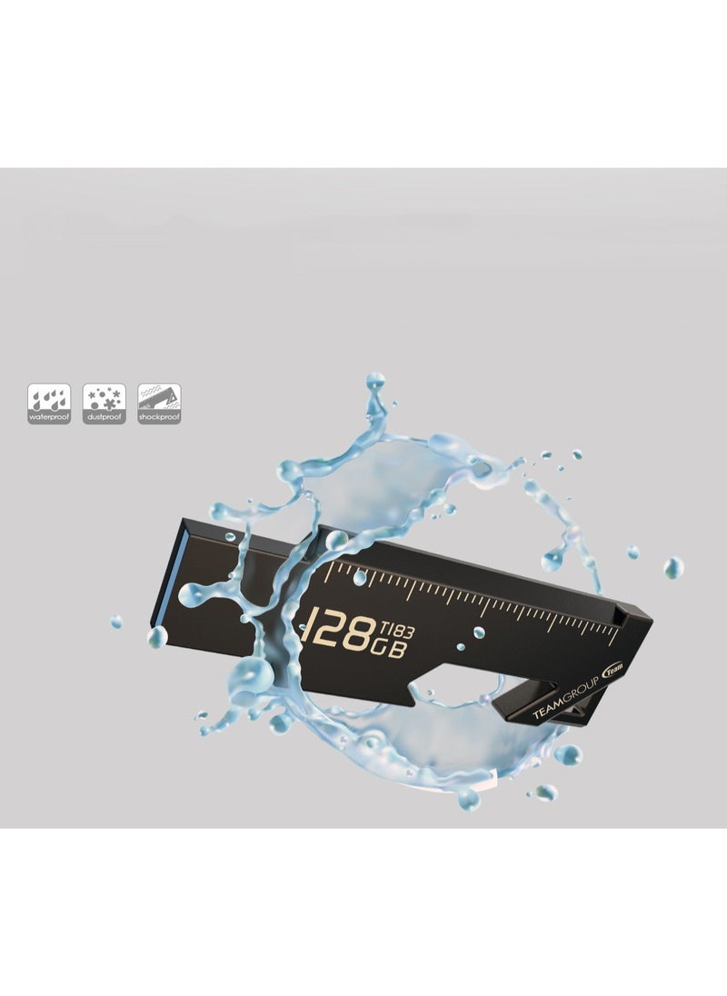 TeamGroup فلاشة T183 USB3.2 سعة 128 جيجابايت باللون الأسود  - Image 3