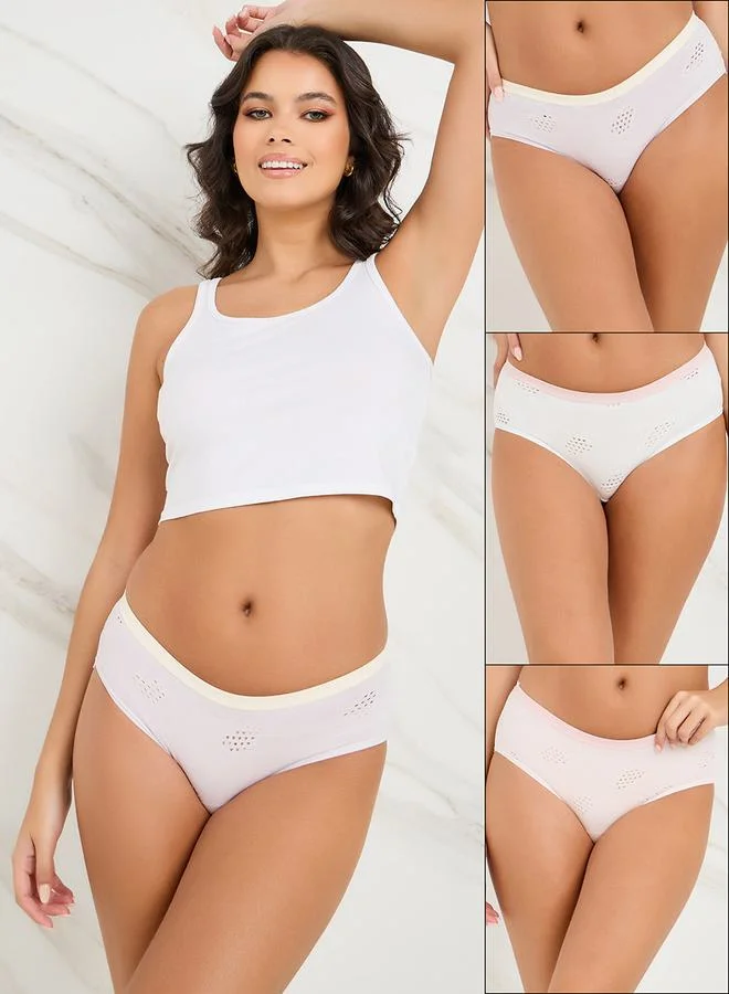 Styli Pack of 3 - Cotton Laser Cut Contrast Elastic Bikini