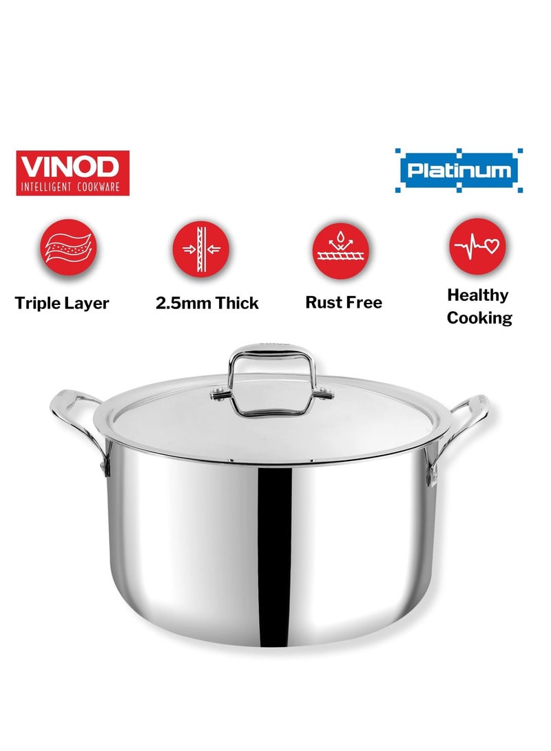 Vinod Platinum Triply Stainless Steel Biryani/Sauce Pot with Lid - 11 Liters, 30 cm, Silver - Image 4