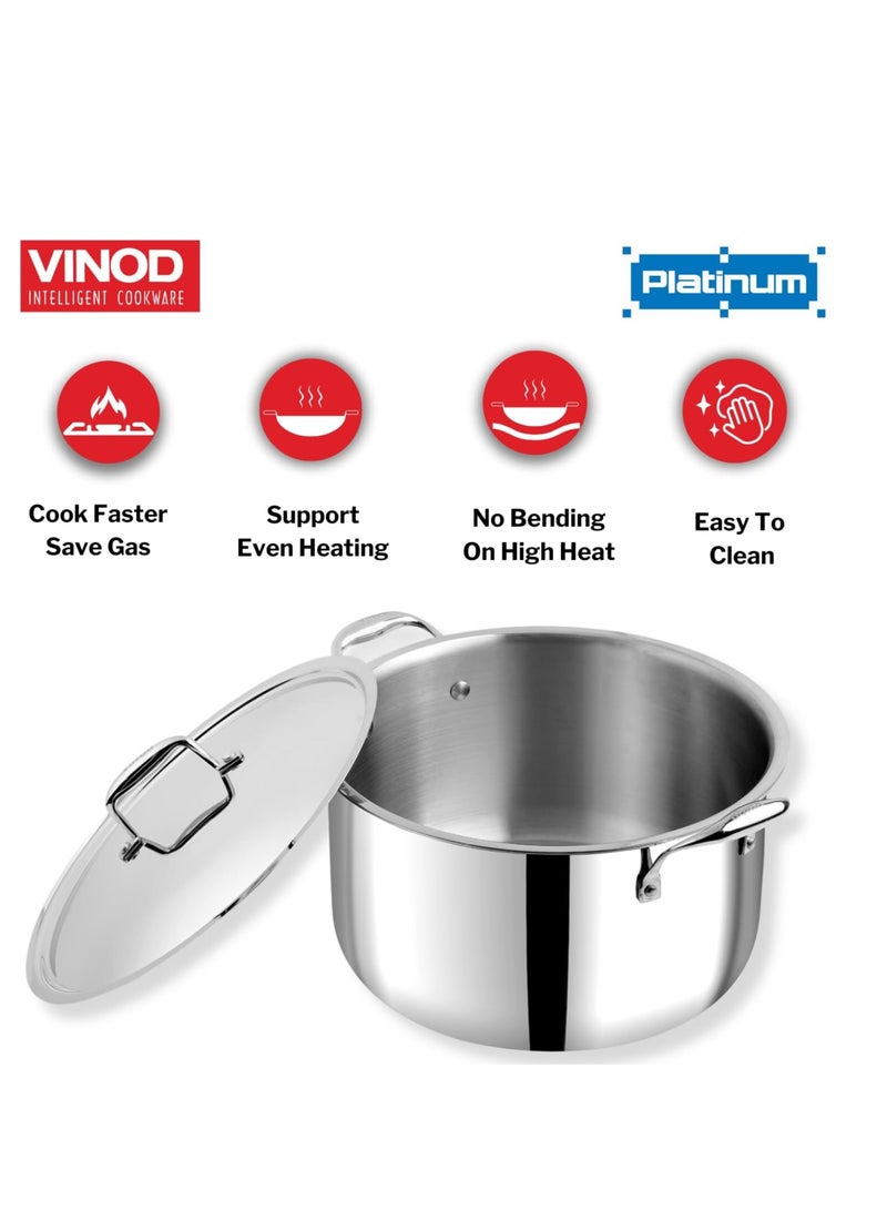 Vinod Platinum Triply Stainless Steel Biryani/Sauce Pot with Lid - 11 Liters, 30 cm, Silver - Image 5