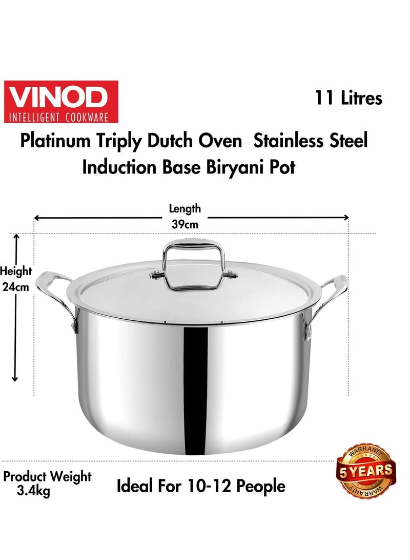 Vinod Platinum Triply Stainless Steel Biryani/Sauce Pot with Lid - 11 Liters, 30 cm, Silver - Image 3
