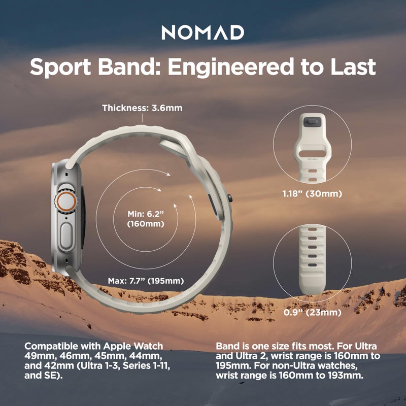 NOMAD Sport Band - 45mm | Stone Apple watch ultra 2 band, Designed to give your Apple Watch a modern and athletic look, Compatible with New Series 11, Ultra 1-3, Series 1-10, and SE - Image 3