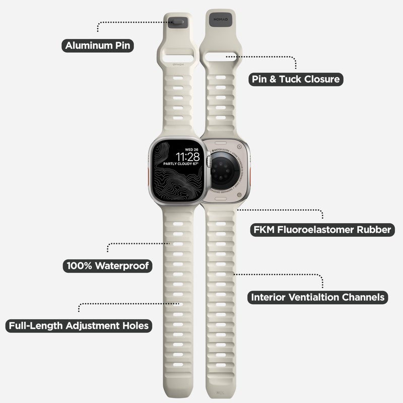 NOMAD Sport Band - 45mm | Stone Apple watch ultra 2 band, Designed to give your Apple Watch a modern and athletic look, Compatible with New Series 11, Ultra 1-3, Series 1-10, and SE - Image 4