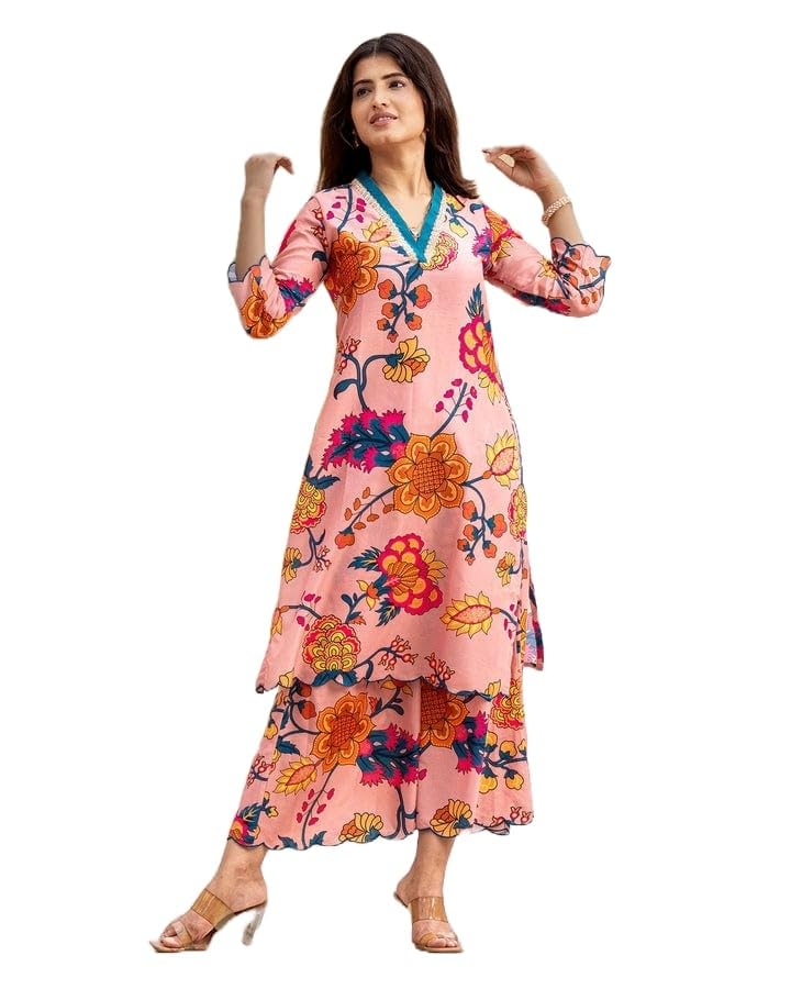 LookMark Kurta Set: Your Passport to Effortless Chic! Step into Ethnic Glamour with Our Printed Kurti Pant Sets! Pink - Image 5