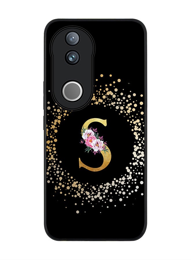 Stylizedd For Vivo V50 / vivo V50e 5G Case,Slim fit Camera Protection, Shockproof Thin Phone cover  - Custom Monogram Floral - S ( Black ) - Image 1